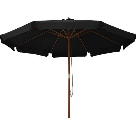 Maison Exclusive - Parasol d'extérieur avec mât en bois 330 cm Noir (1/5)