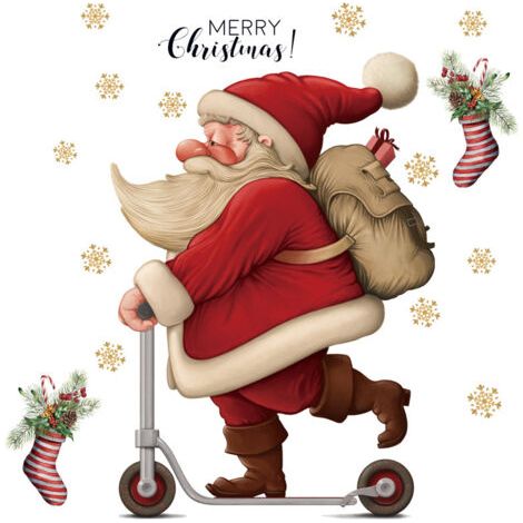 Green Mobility-Autre décoration pour Noël, Autocollants de fenêtre Joyeux Noël pour la décoration intérieure Peintures murales du Père Noël PVC Vinyle Festival Stickers muraux Décorations du réveillon (1/5)