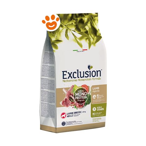 Exclusion Dog Mediterraneo Monoproteico Noble Grain Adult Large Breed Agnello  - Exclusion Dog Mediterraneo Monoproteico Noble Grain Adult Large Breed Agnello - Sacco Da 12 Kg