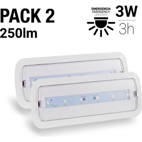 Pack X 2 -  Luz De Emergencia LED 3W - 250lm - 3 H De