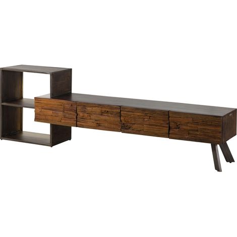 Mobile Tv in legno di acacia / legno riciclato 225x40x70 laccato marrone SEVILLA 15