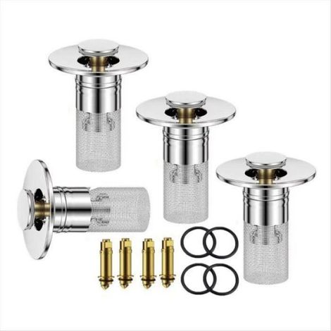 Bouchon Évier - Filtre Attrape Cheveux Pop Up - Pour Lavabo Salle De Bain - Panier Acier Inoxydable Amovible - Diamètre Intérieur 26 à 30 mm - 1 Pièce (1/5)