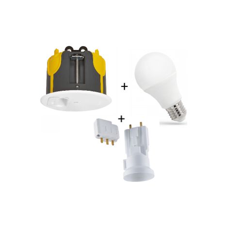 Kit point centre BBC Legrand Batibox + Fiche douille SIB + Ampoule Spectrum LED 4000K - Ru00e9f : LEG089377L + SIBP11127 + WOJ+14611 (1/5)