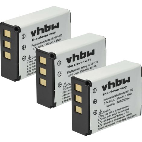 vhbw 3x Akku Ersatz für Toshiba PA3985U-1BRS, PA3985 für Videokamera Camcorder (1300 mAh, 3,7 V, Li-Ion) (1/5)