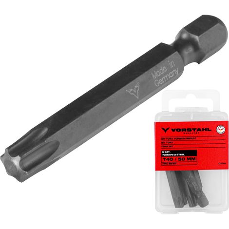 Jeu de 5 embouts de vissage Torx à impact T20 x 50 mm en acier inoxydable (1/5)