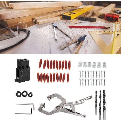 Perceuse et localisatrice de trous d'angle à 15° pour le travail du bois (56 pièces), outil de fixation et d'installation de planches (1/5)