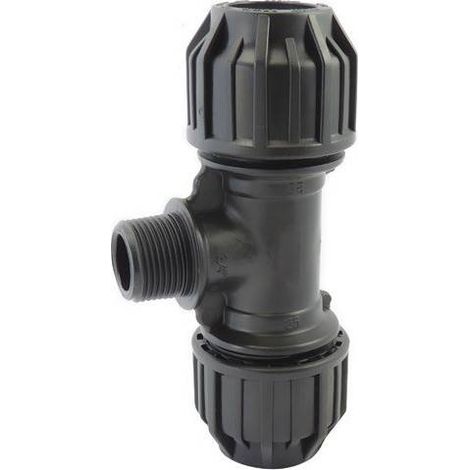 Raccord à compression Té 90° avec dérivation male filetée Ø A: 20mm Ø B: 3/4''