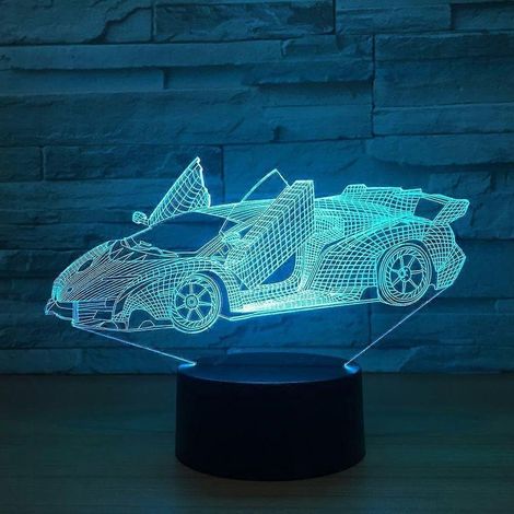3D-Lamborghini-Acryllampe, 7 wechselnde Farben, USB-LED-Nachtlicht für Babys, dekorative Schreibtischlampe für die Nacht (1/4)