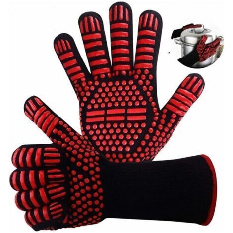Cyslmuk – Gants anti-chaleur silicone 800 °C – Antidérapants et confortables – Manches longues pour protection – Lavables en machine (1/4)