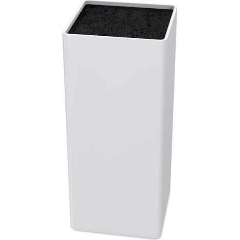 Bloc Couteaux Cuisine, Porte Couteau Vide avec Lattes Flexibles, Universel Range Couteaux de Cuisine pour 8 Couteaux de Toutes Sortes, Blanc, 9.5 x 9.5 x 22cm (1/5)