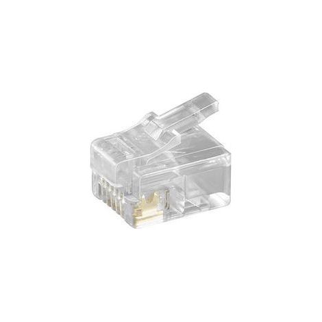 WENTRONIC Modular-Stecker Cat3 RJ12 26-22AWG fl litz f.Litzenleiter f.Flachkab farblos 50251 (1/5)