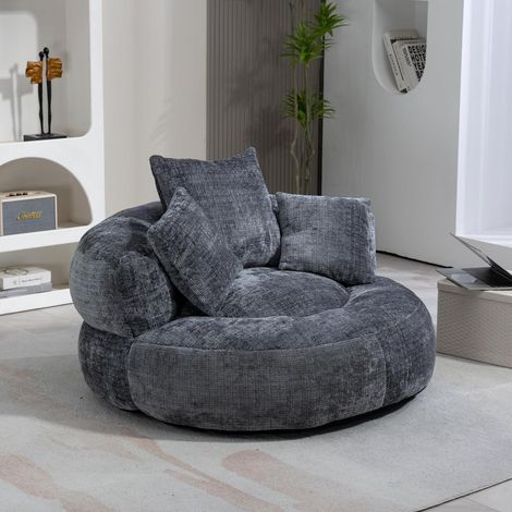 Lounger Sitzsack Sofa mit hoher Rückenlehne, Chenille-Bezug, Grau, ohne Montage (1/5)