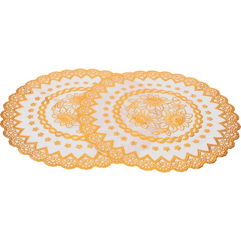 2 Pièces Sous-verres Ronds PVC Doré 38 cm pour Mariage et Réception (1/5)