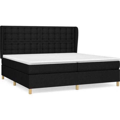 Maison Exclusive - Cama box spring con colchón tela negro 200x200 (1/5)