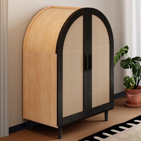 REDOM Meuble à chaussures 70x40x100 cm Rangement 12 à 15 paires MDF et panneau de particules Naturel et noir (1/5)