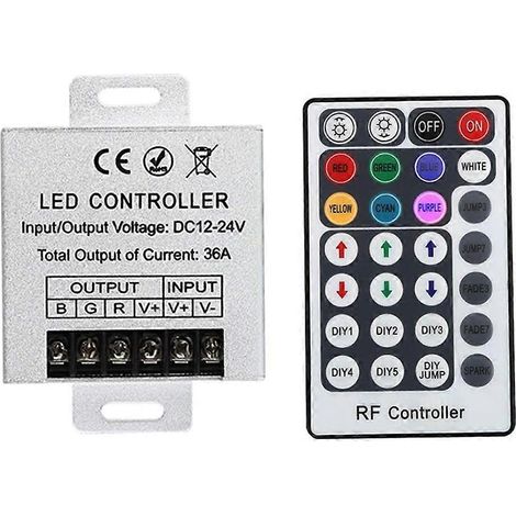 Télécommande LED RGB 28 touches pour rubans LED RGB SMD 3528/5050. Alimentation : 12 V CC, 36 A. (1/5)