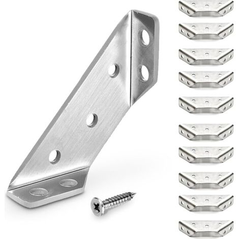 10er-Pack universelle Eckverbinder für Möbel – Eckverbinder aus Edelstahl 304 mit Schrauben, universeller Eckverbinder aus Edelstahl - Crezuo