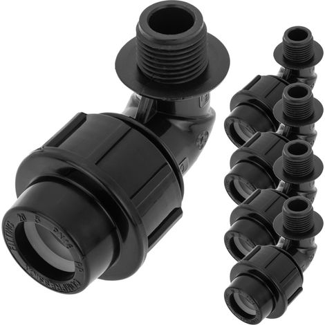 PrimeMatik - Lot de 5 embouts filetés mâles coudés en polyéthylène 20 mm x 1/2“ pour système d'irrigation (1/5)