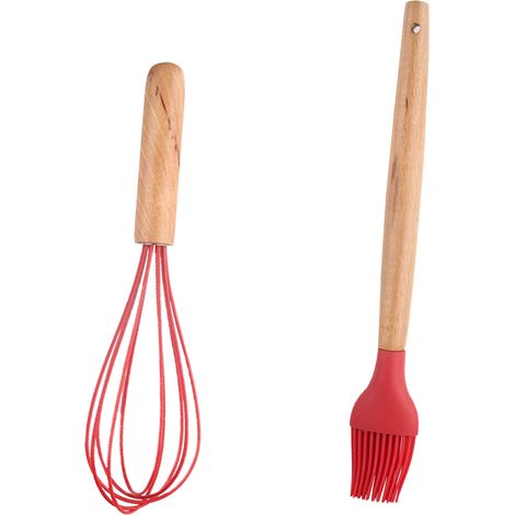 Ustensiles De Cuisine En Silicone Et Bois - Résistance Haute Température Pour Cuisson Et Pâtisserie - Lot De 2 Pièces (1/5)