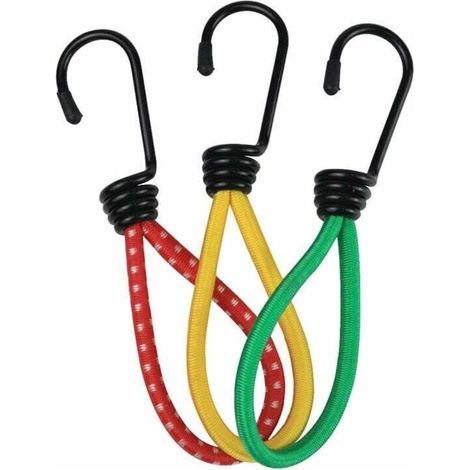 Elastische Bungee-Seile mit Metallhaken (15er-Pack) - 15 cm - Rotes Planen-Bungee-Seil mit robusten Haken für Camping, Planen, Pavillons und Zelte (Gelb 5 + Rot 5 + Grün 5) (1/2)