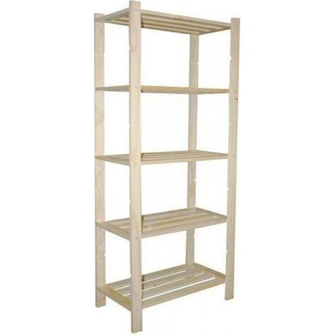 UNIONWOOD Scaffale in legno di pino grezzo 75x40xh.170 cm, 5 ripiani, portata totale 250 kg (1/2)
