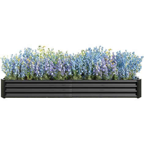 CHICFURN Huerto elevado de metal para jardín, bancal de cultivo sin fondo 232 x 113,5 x 30 cm, acero galvanizado resistente a la intemperie para verduras, hierbas y flores (1/5)