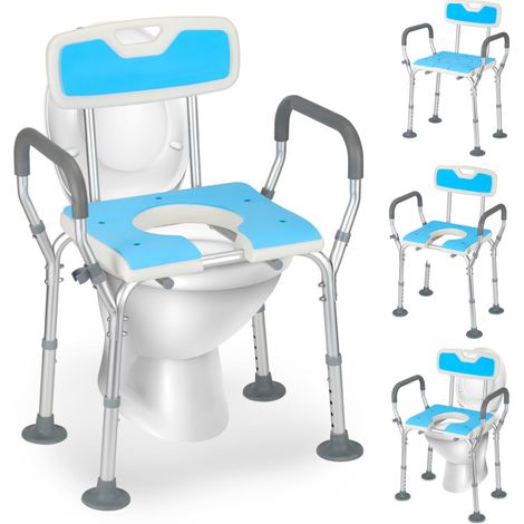 SWANEW Sgabello da doccia - Sedile da doccia - fino a 135 kg sgabello da bagno - sedia da toilette con braccioli e schienale 3 IN 1 (1/5)