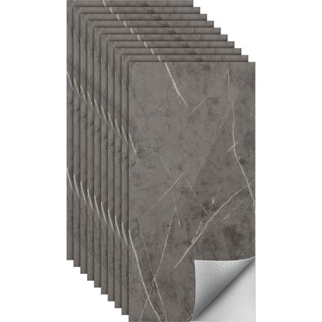 Jiubiaz Adesivi per piastrelle, carta da parati autoadesiva in vinile impermeabile, resistente all'olio, 30 cm x 60 cm Grigio 1,8 m² (1/5)