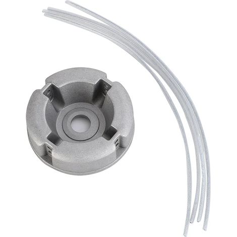 (Avec 4 fils) Tête de tondeuse universelle en alliage d'aluminium et fil de rechange en nylon et acier pour coupe-bordures. Accessoires pour tête de tondeuse. (1/5)