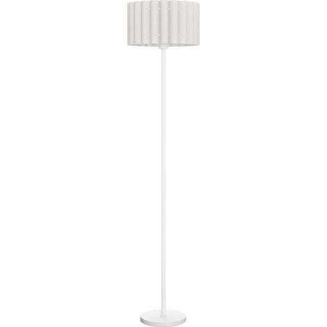 Pour ampoule E27 lampadaire rétro blanc de salon, luminaire sur pied avec abat-jour ondulé en plastique et tige en métal (1/5)