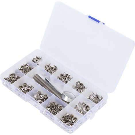 Kit de 100 rivets ronds en métal et cuir avec outils pour réparation et décoration DIY