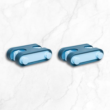 Juego de 2 soportes autoadhesivos para escobas de pared, ganchos adhesivos para pared sin necesidad de taladrar, soportes para escobas de pared, accesorios para el hogar con ganchos para guardar artíc (1/5)