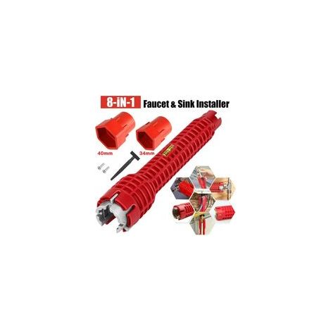 Juego de herramientas de fontanería para baño que incluye una llave para grifo de lavabo multifuncional, antideslizante y de doble cabeza, una llave de reparación y herramientas para calentadores de a