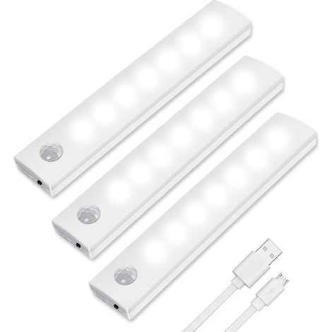3 x Cupboard Lights, 7 LED Lights, Wireless, USB Rechargeable, Magnetic, Motion Sensor, Emergency Light, Children's Night Light (1/5)