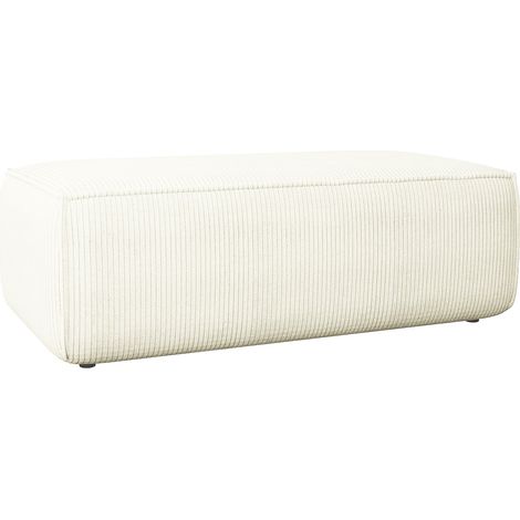 Pouf en velours côtelé blanc AMELIA
