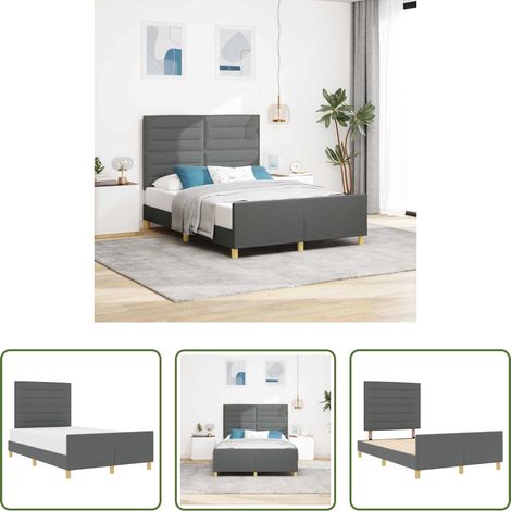 Stoffbett - Bettgestell mit Kopfteil Dunkelgrau 140 x 190 cm Stoff (1/5)