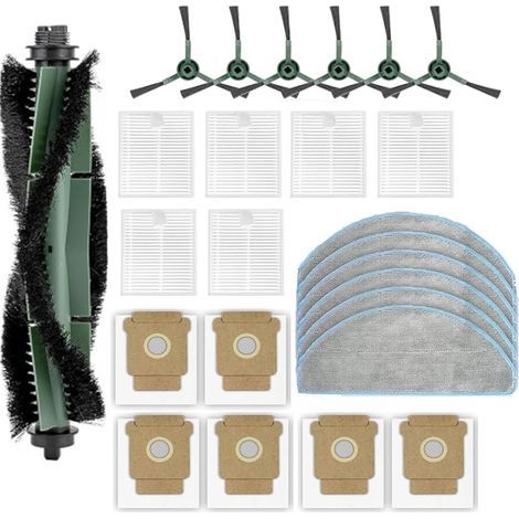 Lot de 25 accessoires iRobot Roomba 105 Combo, Essential Vac 2 Robot Q0520, 1 brosse principale, 6 chiffons de serpillère, 6 filtres HEPA, 6 brosses (1/4)