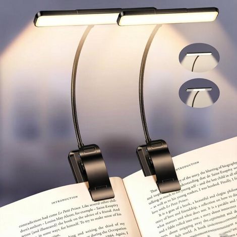 2pcs 2026 Gén.2 Lampe de Lecture, 32 LED Spectre Complet Liseuse Clip Protection des Yeux,5Couleurs&5Luminosités, Faisceau Large/Étroit Réglable,1500mAh Longue Durée Rechargeable pour Lire au Lit [Cl (1/5)