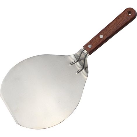 Pelle à pizza ronde en acier inoxydable - Pour barbecue et four - Spatule à pizza - Manche en bois - Spatule à pizza pour pizzas maison au four - 34 × 16,5 cm (1/5)