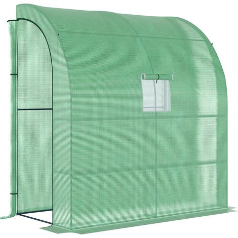 Serre aluminium 200x100x215 cm double porte, structure acier PE résistante UV, serre jardin culture plantes verte 90x