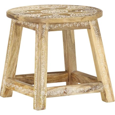vidaXL Tabouret peint à la main 38x38x35 cm Bois de manguier solide (1/5)