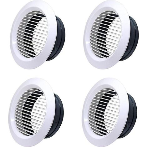 Runde Lüftungsgitter für Innenraumlüftungssysteme – Kunststoff, 118 mm, 4er-Pack – Crezuo
