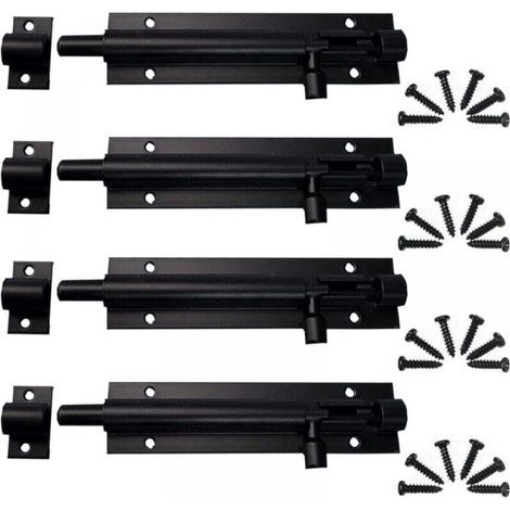(Black 8.8cm) 4 Pieces Slide Bolt Outdoor Gate Latch, Door Latch, Slide Bolt Lock, Steel Door Bolt for Garden Gate, Bathroom Door, Wooden Door