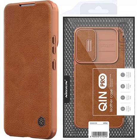 Nillkin Qin Leder Pro Hülle für Samsung Galaxy S22+ (S22 Plus) Kameraschutzhülle, Klapphülle, Braun (1/5)