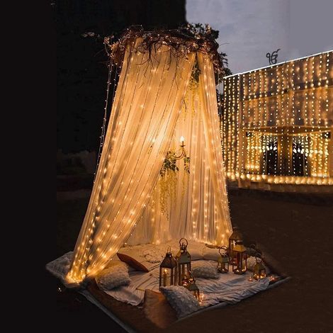 Vorhang-Lichterkette, 3 x 3 m, 300 LEDs, PVC-Vorhanglichter, 8 Beleuchtungsmodi, USB-Fernbedienung mit Timer für Weihnachten, Hochzeit, Geburtstag, Zuhause (1/5)