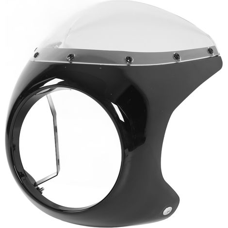 Carénage de phare avant de moto 7 pouces, surface lisse, résistant au vieillissement et à l'usure, compatible avec les phares ronds de moto, noir brillant et transparent (1/5)
