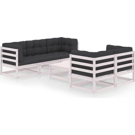 6-tlg. Garten-Lounge-Set mit Kissen Kiefer Massivholz