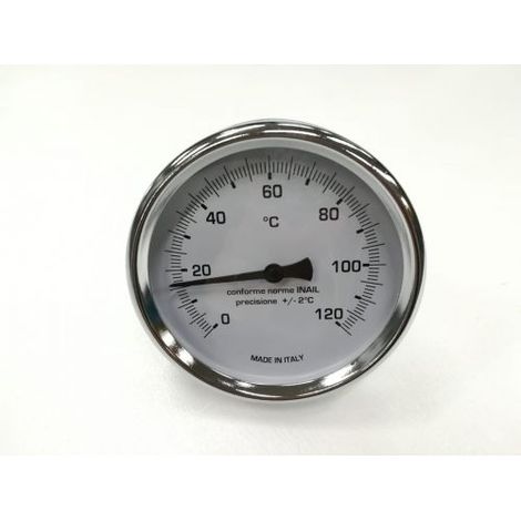 TERMOMETRO CORPO INOX ATTACCO POSTERIORE IN OTTONE 1/2" 0° 120° D 80 MM (27931) (1/3)