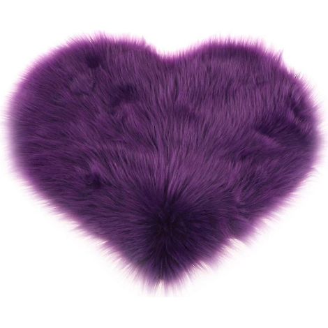 Weißer, flauschiger, herzförmiger Sofakissenbezug aus wollähnlichem Plüsch-Violet (1/5)