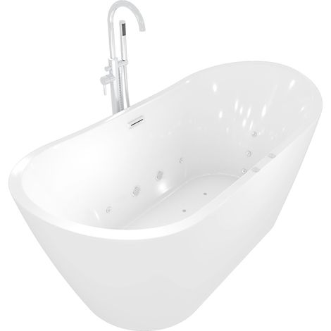freistehende Badewanne Wanne F23 180cm Whirlpool Luft & Wasser mit Armatur AF02 (1/5)